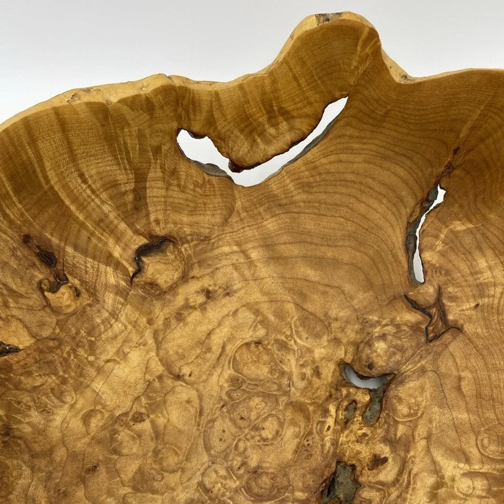 Maple Burl Wood Turned Natural Live Edge Bowl, Artist Signed V Leibrant 0152 Lg